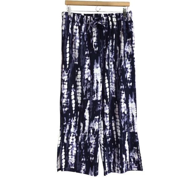 Ellen Tracy Boho Tie Dye Wide Leg Drawstring Pants Size M - Picture 1 of 6